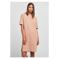 Dámské šaty Urban Classics Organic Oversized Slit Tee Dress amber