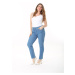 Şans Women's Plus Size Blue Lycra 5-Pocket Jeans