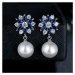 GRACE Silver Jewellery Náušnice s perlou a krystaly Swarovski Samantha E-JIE069/55 Modrá