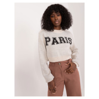 SVĚTLE BÉŽOVÝ CROP SVETR S NÁPISEM PARIS -LIGHT BEIGE Béžová