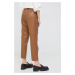 Kalhoty Sisley dámské, hnědá barva, přiléhavé, high waist