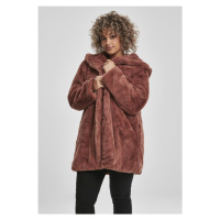 Dámský kabát Urban Classics Ladies Hooded Teddy Coat - starorůžový