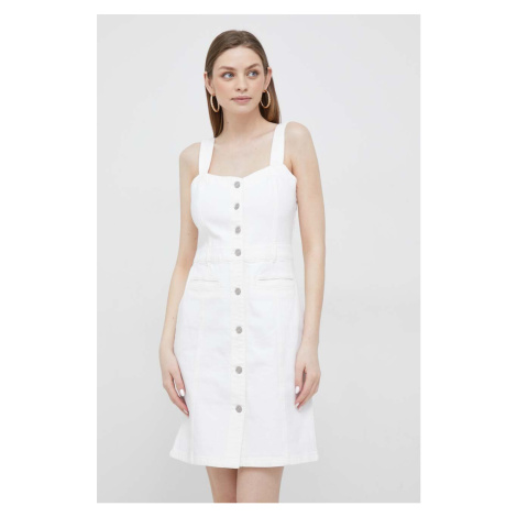 Džínové šaty GAP bílá barva, mini