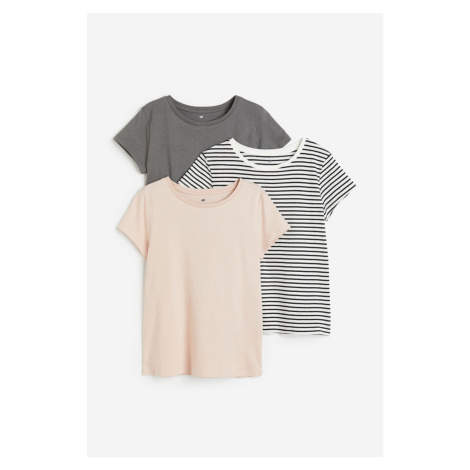 H & M - Bavlněné tričko: balení po 3 - růžová H&M