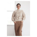 Trendyol Limited Edition Beige Wide Pattern Soft Texture Ribbon/Bow Detailed Knitwear Sweater