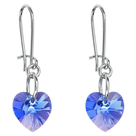 Evolution Group Náušnice bižuterie se Swarovski krystaly modrá srdce 56006.3 sapphire