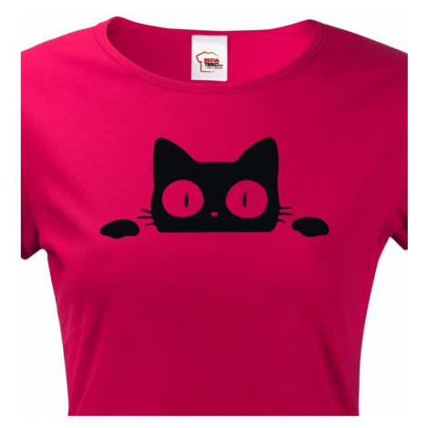 Dámské tričko s vykukující kočkou  - ideální dárek pro milovníky koček BezvaTriko