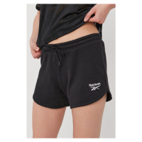 Kraťasy Reebok GL2554 dámské, černá barva, hladké, medium waist, GL2554-BLACK