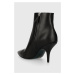 Kožené kotníkové boty Patrizia Pepe dámské, černá barva, na podpatku, 2Y0010 L048 K103