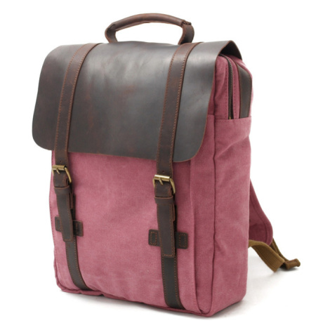 Vintage velký plátěný batoh s koženou klopou