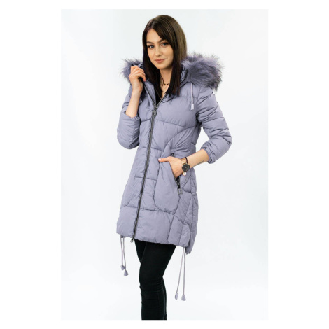 Prošívaná dámská zimní bunda ve vřesové barvě s kapucí (7690) LIBLAND