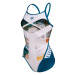 Dámské plavky arena planet swimsuit super fly back white/blue cosmo