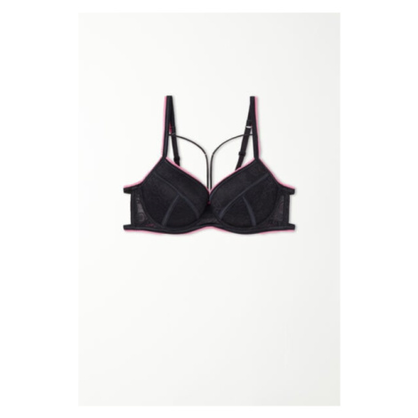 Tezenis Balkonová Podprsenka Berlin Dark Rose Lace Žena Cerná