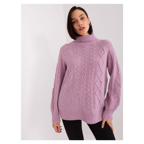 Dámský špinavě fialový svetr s kabely