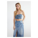 Trendyol Blue Strapless Denim Bustier