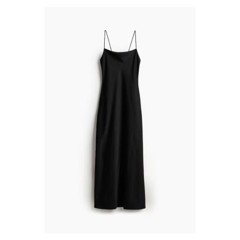 H & M - Saténové šaty's odhalenými zády - černá
