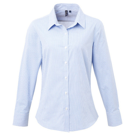 Premier Workwear Dámská bavlněná košile s dlouhým rukávem PR320 Light Blue -ca. Pantone 7451