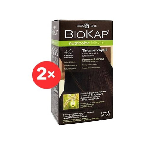 BIOKAP Nutricolor Delicato Brown Gentle Dye 4.00 (2× 140 ml)