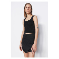 Trendyol Black Knitwear Blouse with Crop Knitted Detail