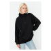 Trendyol Black Oversized Rayon Knitted Knit Sweatshirt With Hoodie