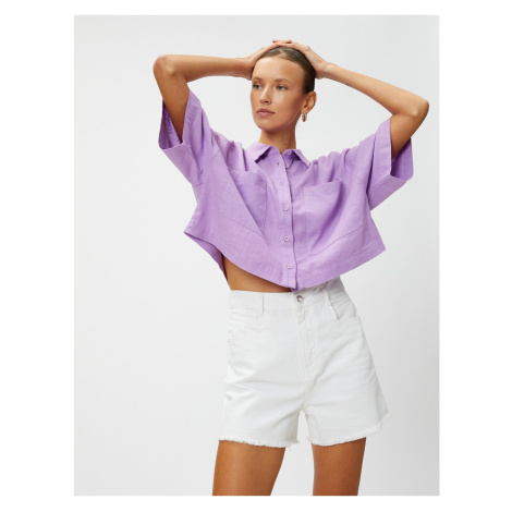 Koton Oversize Crop Shirt Linen Blended