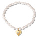 JwL Luxury Pearls Jemný náramek z pravých perel s pozlaceným srdíčkem JL0691