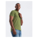 Men's BASIC single color pique knit polo shirt - olive V21 OM-POBS-0100