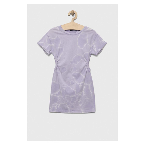 Dětské bavlněné šaty Sisley fialová barva, mini