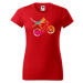 DOBRÝ TRIKO Dámské tričko s potiskem Kočka na kole Barva: Červená