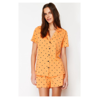 Trendyol Orange Multicolor 100% Cotton Polka Dot Knitted Pajamas Set