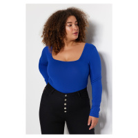 Trendyol Curve Blue Square Collar Body-Fitting Knitted Body