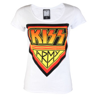 Tričko metal dámské Kiss - DISTRESSED ARMY WHITE - AMPLIFIED - AV601KAD