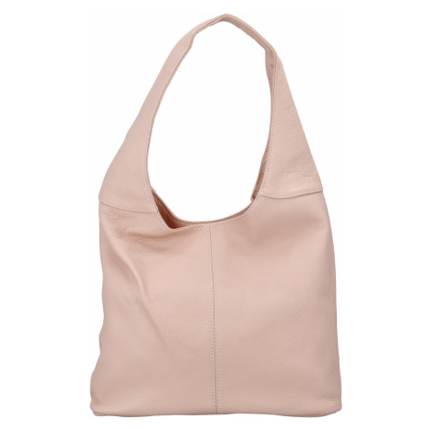 Velká dámská kožená kabelka Hayley, růžová Delami Vera Pelle