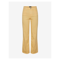 Žluté dámské široké džíny Pieces Peggy - Dámské