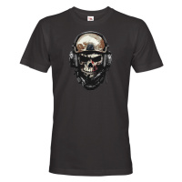 Pánské tričko s potiskem lebky a vojáka - skvělé military tričko