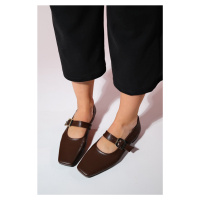 LuviShoes BLUFF Brown Skin Flat Toe Women's Flat Shoes