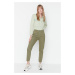 Trendyol Khaki High Waist Mom Jeans With Buttons In The Front