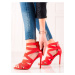 Klasické dámské červené sandály na jehlovém podpatku