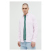 Košile Superdry růžová barva, regular, s límečkem button-down