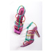 Vícebarevné sandály na tenkém podpatku Messor