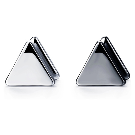 Falešný piercing do ucha z oceli 316L - hladké trojúhelníky, různé barvy - Barva piercing: Stříb Šperky eshop