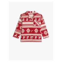 Koton Christmas Theme Pajama Top Printed Long Sleeve Cotton