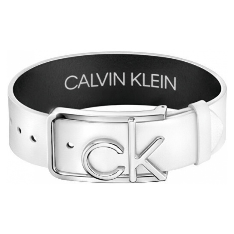 Calvin Klein Bílý kožený náramek Buckle KJDTWB090100 | Modio.cz