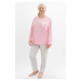 Dámské pyžamo Martel Lena - dlouhé bavlněné Růžová
