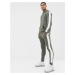 ASOS DESIGN tracksuit hoodie/skinny joggers with side stripe in khaki-Green