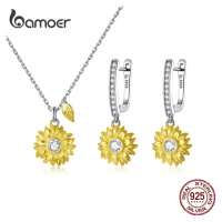 Stříbrný set náušnice a náhrdelník slunečnice ZHS222 LOAMOER
