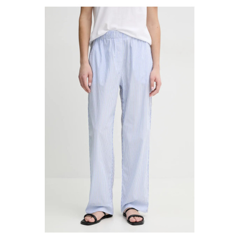 Bavlněné kalhoty MUNTHE FIDDA dámské, modrá barva, široké, high waist, 251142725126