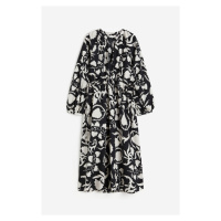 H & M - Bavlněné šaty's vázačkou - černá