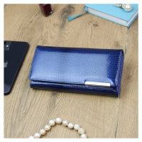 Luxusní velká dámská kožená peněženka Fredy, modrá