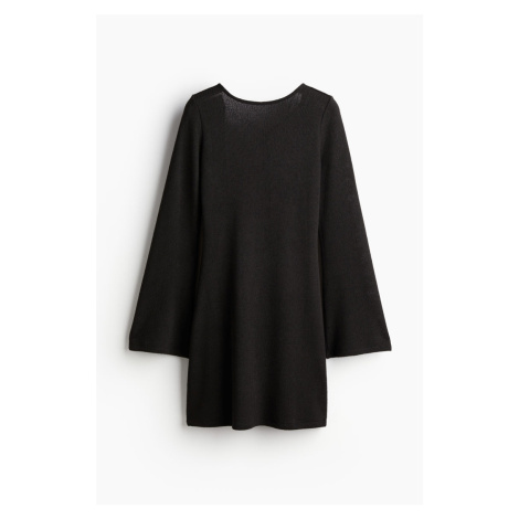 H & M - Pletené šaty's odhalenými zády - černá H&M